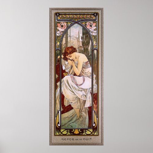 Rest Of The Night by Alphonse Mucha Poster