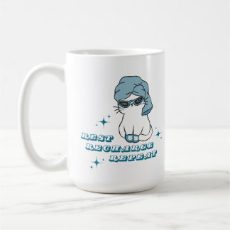 Rest, Recharge, Repeat - Selfcare and Cats Coffee Mug
