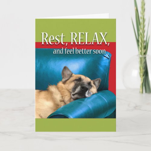 Rest Relax and Feel Better Soon Dog Asleep Card