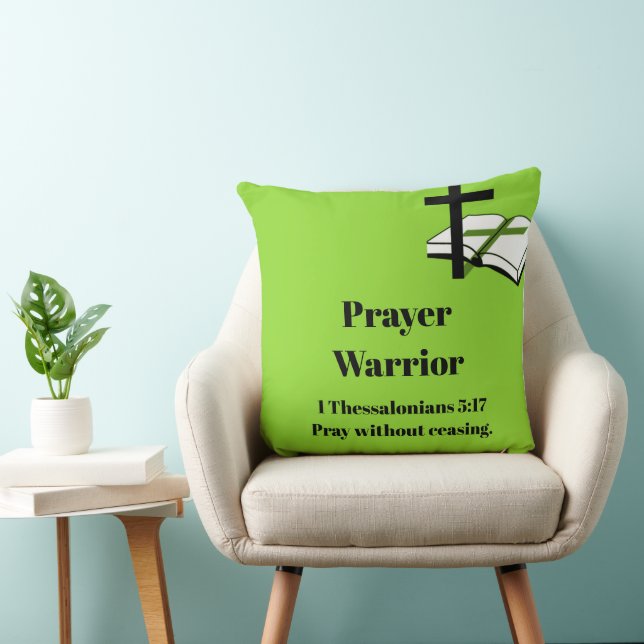 "Rest, relax, and recharge with our Prayer Warrior Throw Pillow (Chair)