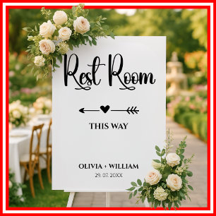 Rest Room This Way Left Arrow Heart Welcome Sign