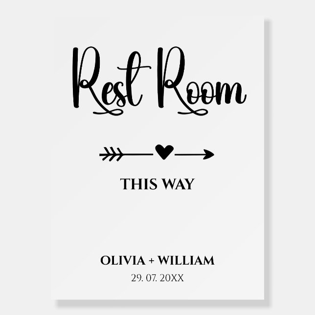 Rest Room This Way Right Arrow Heart Welcome Sign (Front)