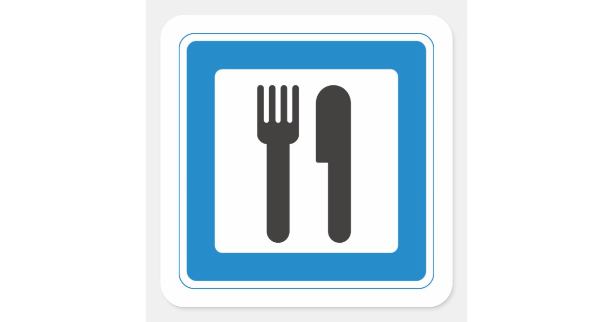 Rest Stop Sign Knife And Fork Stickers | Zazzle