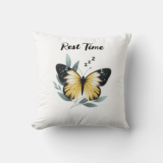 Rest Time Sleepy Butterfly  Throw Pillow