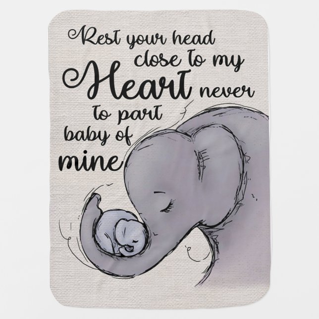 Rest Your Head Close To My Heart Baby Blanket (Front)