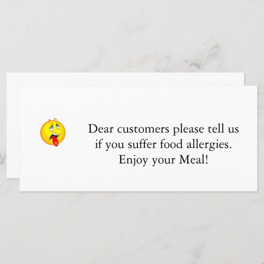 Restaurant Allergy Notice v2.0 (Front/Back)