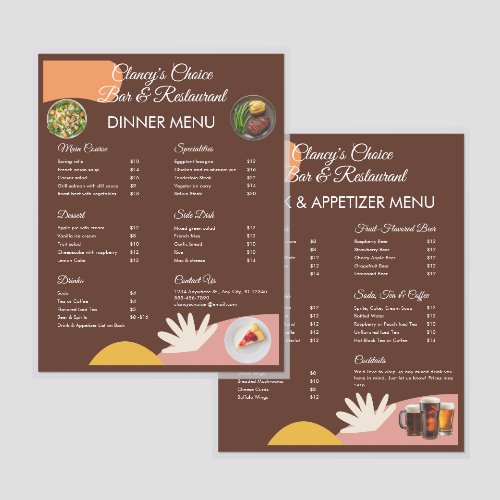 Restaurant & Bar Brown & Peach Laminated Template