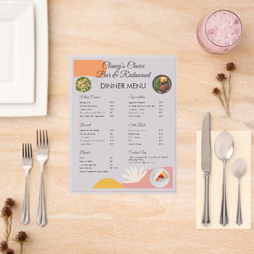 Restaurant & Bar Gray & Peach Laminated Template