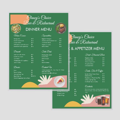 Restaurant & Bar Green & Peach Laminated Template