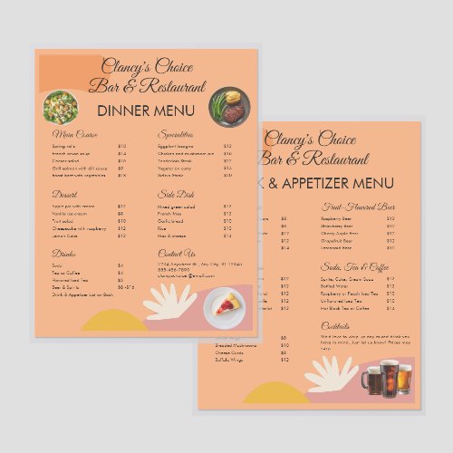 Restaurant & Bar Pastel Peach Laminated Template