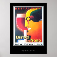 Restaurant Bistro Du Nord vintage Retro Print