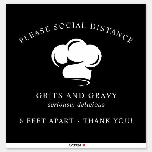 Restaurant Black White Chef Hat Covid Floor Sticker