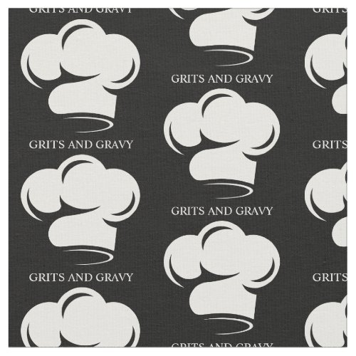 Restaurant Black White Chef Hat Pattern Name Fabric