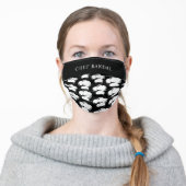 Restaurant Black White Chef Hat Personalized Adult Cloth Face Mask (Worn)