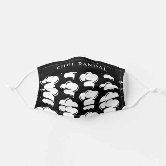 Restaurant Black White Chef Hat Personalized Adult Cloth Face Mask (Front, Unfolded)