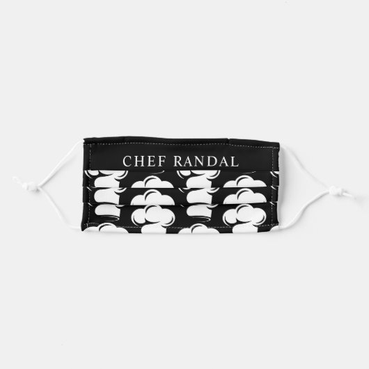 Restaurant Black White Chef Hat Personalized Adult Cloth Face Mask (Front, Folded)