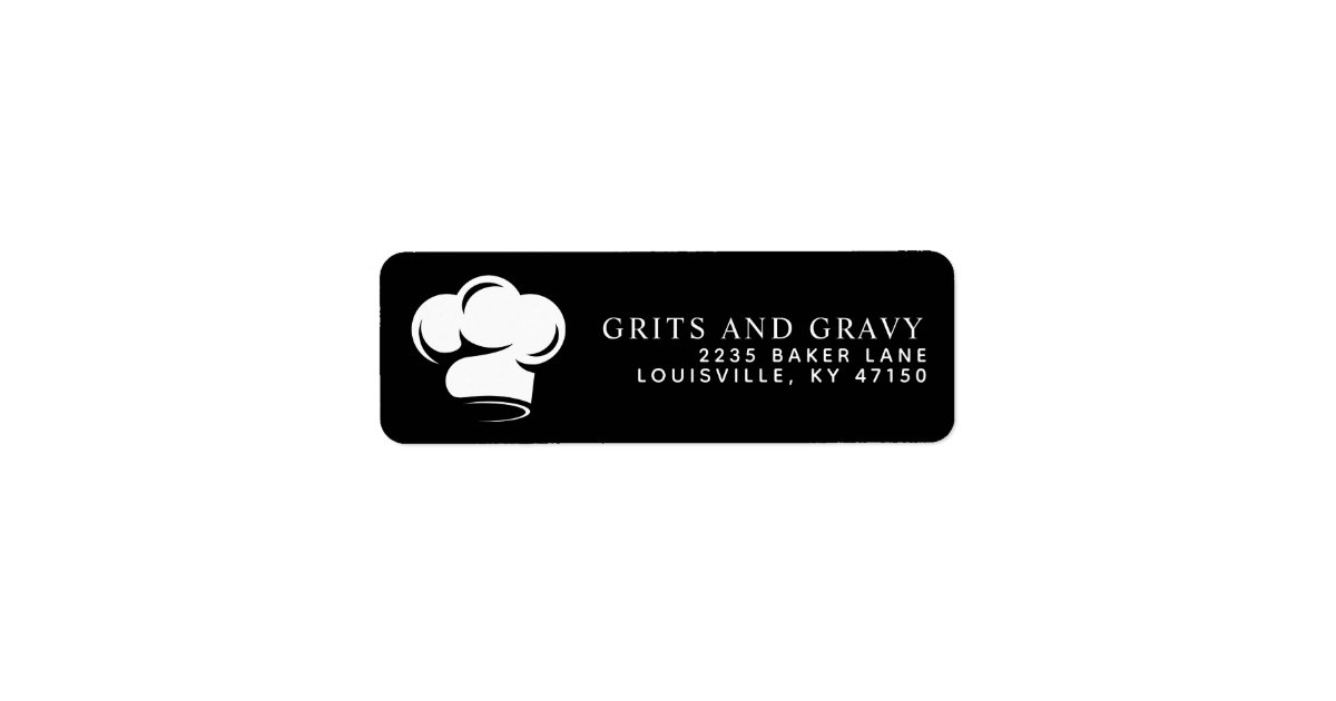 Restaurant Black White Chef Hat Return Address Label | Zazzle
