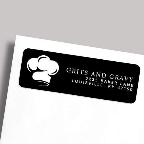 Address Labels 16 Restaurant Black White Chef Hat Return Address Label