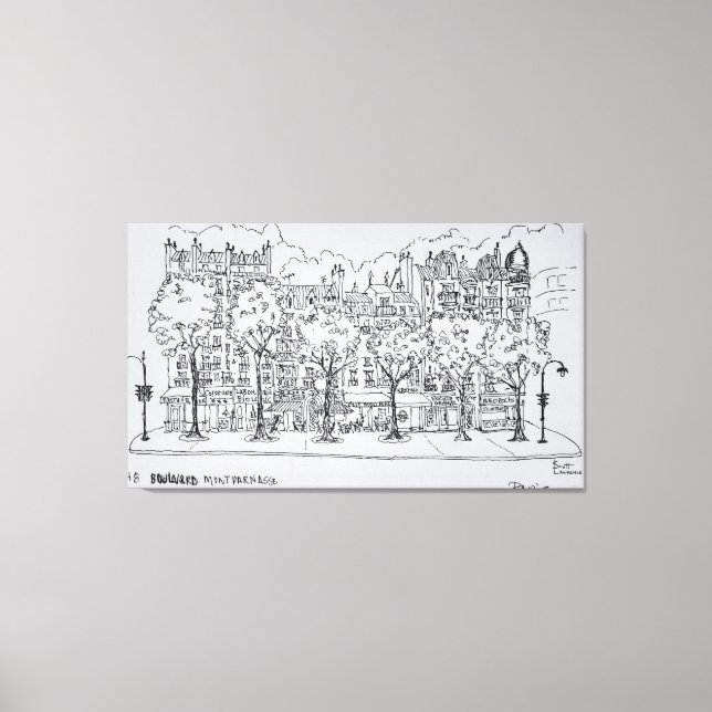 Restaurant Boulevard Montparnasse | Paris, France Canvas Print (Front)