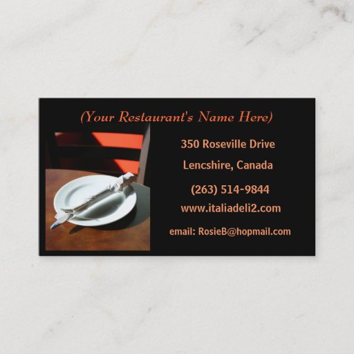 Customizable Restaurant Business Card