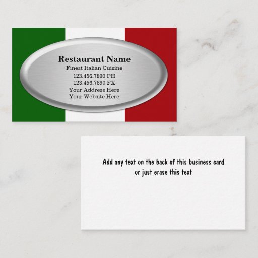 Customizable Restaurant Business Cards