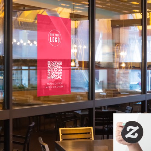 Restaurant Cafe Add Logo and QR Code Custom Color Window Cling
