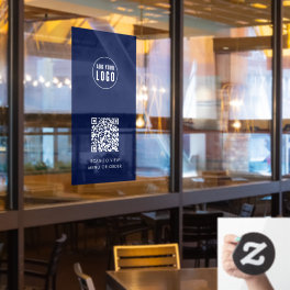 Restaurant Cafe Add Logo and QR Code Custom Color Window Cling