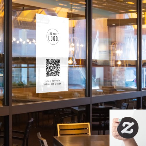 Restaurant Cafe Add Logo and Your Website QR Code Window Cling