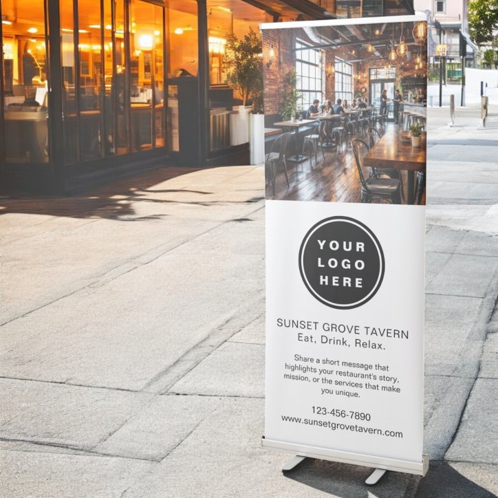 Restaurant Cafe Business Logo Professional Photo Retractable Banner