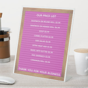 Restaurant Cafe Coffee Shop Store Price List Pedes Pedestal Sign