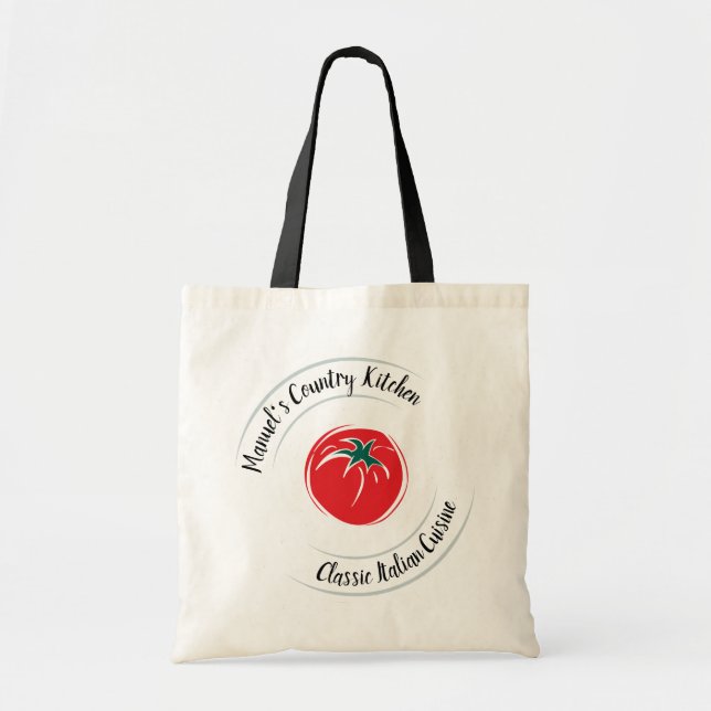 Restaurant Cafe Logo Red Tomato Customize Tote Bag (Front)