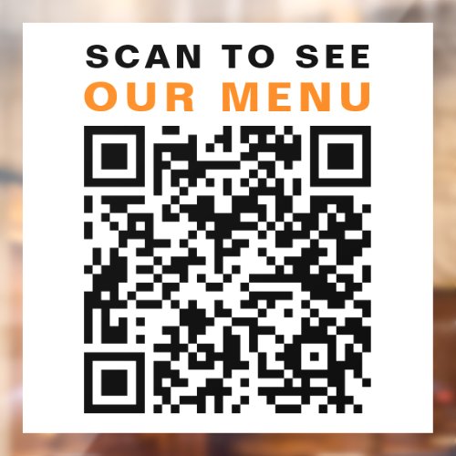 Restaurant Cafe Menu QR Code White Window Cling