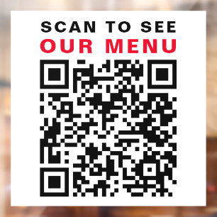Restaurant Cafe QR Code Scan Menu White Window Cling