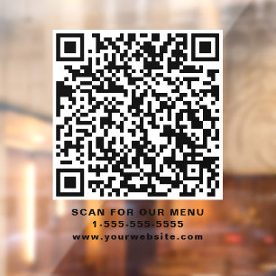 Restaurant Cafe QR Code Window Cling