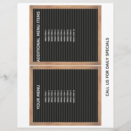 Restaurant Cafe Two Sided Menu Flyer Letterboard | Zazzle