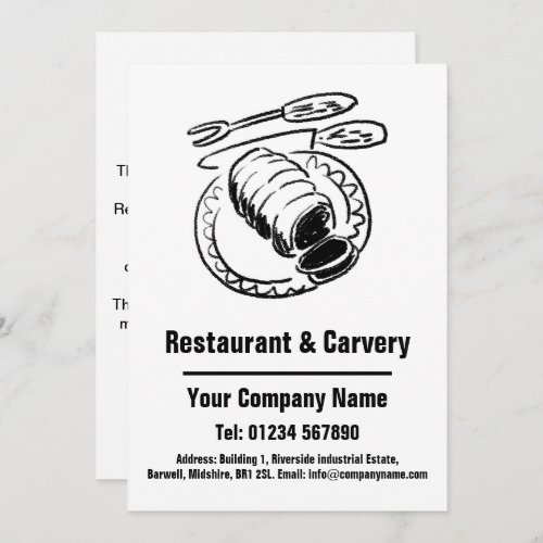 Restaurant  Carvery Cartoon Design Card