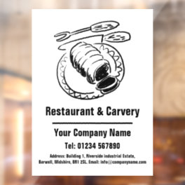 Restaurant & Carvery Cartoon Design Window Cling