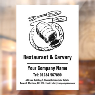 Restaurant & Carvery Cartoon Design Window Cling