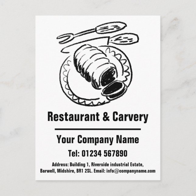 Restaurant & Carvery Design to Personalise Postcard (Front)