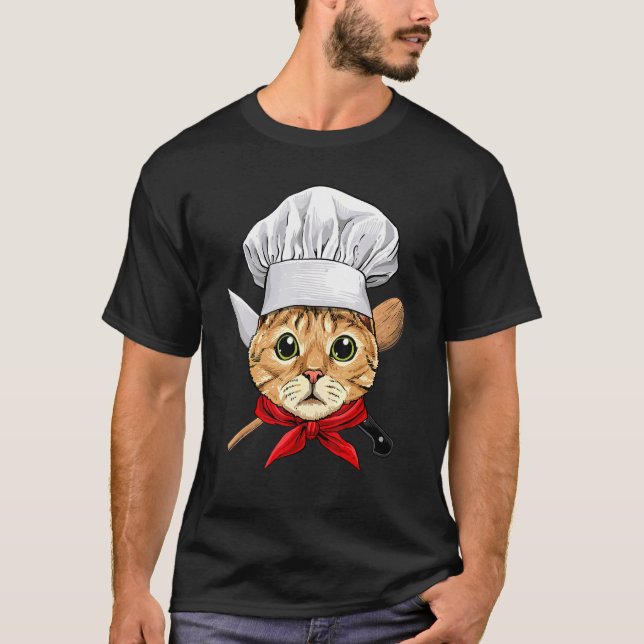 Restaurant Cat Kitten Chef Kitchen Cook Culinary C T-Shirt (Front)