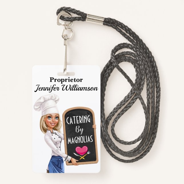 Restaurant - Catering Lanyard Badge  (Front with Lanyard)