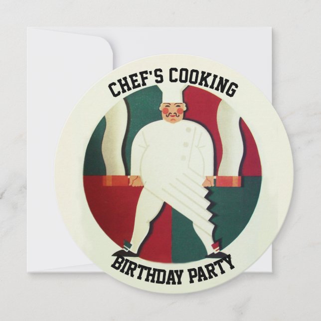 RESTAURANT CHEF COOKING BIRTHDAY PARTY INVITATION (Front)