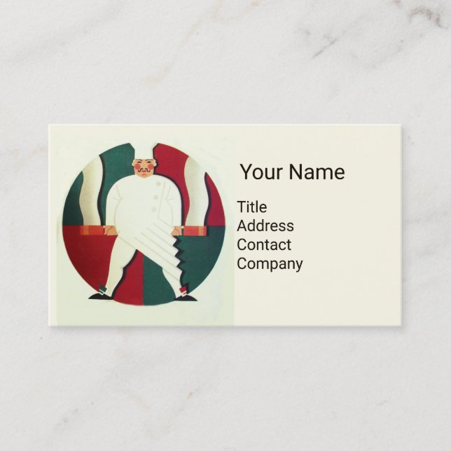 RESTAURANT CHEF COOKING FOOD,CATERING MONOGRAM BUSINESS CARD (Front)