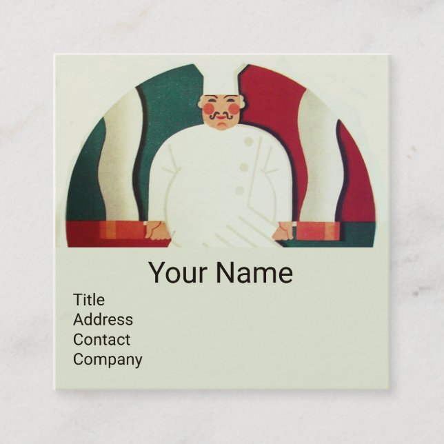 RESTAURANT CHEF COOKING FOOD,CATERING MONOGRAM SQUARE BUSINESS CARD (Front)
