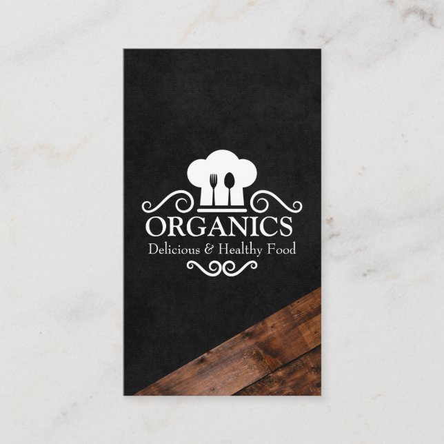 Restaurant Chef | Cooking Utensils | Wood Business Card (Front)
