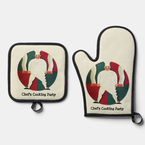 RESTAURANT CHEFS COOKING PARTY Culinary Oven Mitt  Pot Holder Set