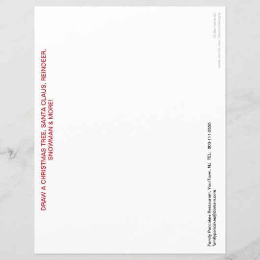 Restaurant Christmas 15 Word Search Paper Placemat (Back)