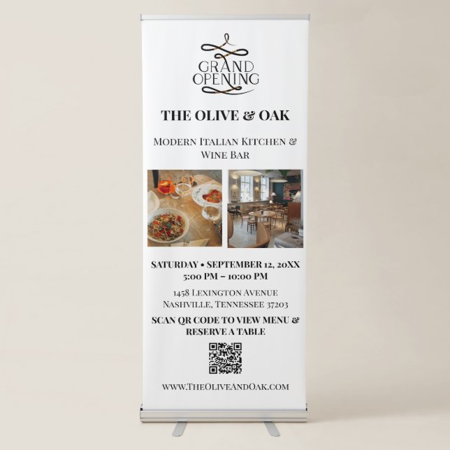 Restaurant & Coffee Shop Grand Opening Retractable Banner (Front)