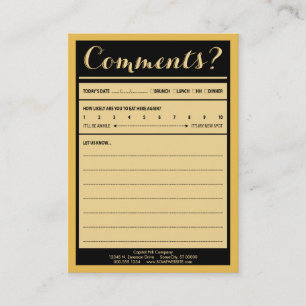 restaurant comment card