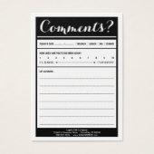 restaurant comment card with logo (Front)